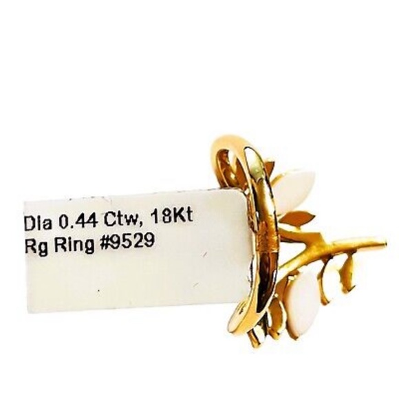 Sparking Diamonds & Mother of Pearl Cacubon in Solid 18K Rose Gold, High End - Picture 11 of 11